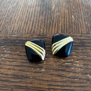 Monet Elegant Black and Gold Earrings